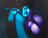 Олег Целков — С ножом и вилкой, 1990 (холст, масло)