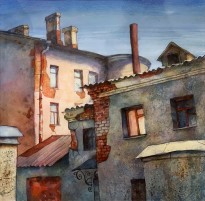 Анастасия Денисова - Домики-старички, 2020 (бумага, акварель, карандаши)