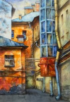 Анастасия Денисова - Лифт из моего двора, 2020 (бумага, акварель, карандаши)