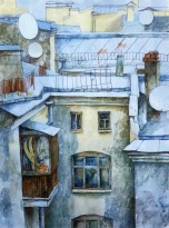 Анастасия Денисова - Серый дом, 2020 (бумага, темпера, карандаши)