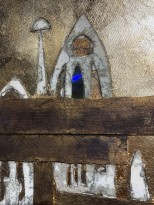 Андреа Стелла — Без названия 2, 2018 (гипсовый левкас, натуральные краски, суальное золото, картон, стекло, окисление) фрагмент