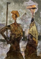 Андреа Стелла — Без названия 3, 2018 (бумага ручной работы 'Fabriano', планшет, сусальное золото, картон, эпоксидная смола, окисление)