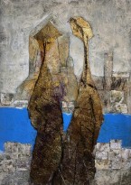 Андреа Стелла — Без названия 4, 2018 (бумага ручной работы 'Fabriano', планшет, сусальное золото, картон, эпоксидная смола, окисление)