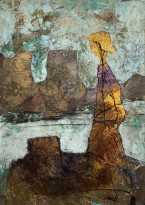 Андреа Стелла — Без названия 8, 2018 (бумага ручной работы 'Fabriano', планшет, сусальное золото, картон, эпоксидная смола, окисление)