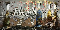 Андреа Стелла — Возвращение короля, 2018 (гипсовый левкас, натуральные краски, суальное золото, картон, стекло, окисление)
