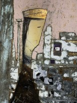 Андреа Стелла — Возвращение на закате, 2018 (гипсовый левкас, натуральные краски, суальное золото, картон, стекло, окисление) фрагмент