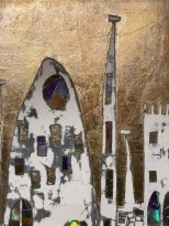 Андреа Стелла — Вход в город, 2018 (гипсовый левкас, натуральные краски, суальное золото, картон, стекло, окисление) фрагмент