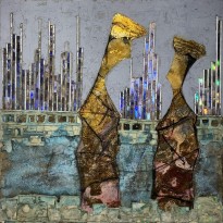 Андреа Стелла — Новые проблески, 2018 (гипсовый левкас, натуральные краски, суальное золото, картон, стекло, окисление)