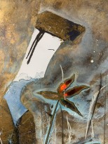 Андреа Стелла — Первое свидание, 2018 (гипсовый левкас, натуральные краски, суальное золото, картон, стекло, оксиление) фрагмент