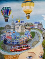 Анна Каждан — Встреча в Новгороде, 2014 (холст, темпера) фрагмент