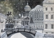 Анна Каждан — Гостиница Астория, 2020 (бумага, тушь, акварель, темпера)