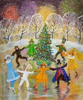 Анна Каждан — Карнавал на катке, 2020 (холст, темпера)