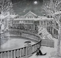 Анна Каждан — Львиный мостик в январе, 2020 (бумага, тушь, акварель, темпера)