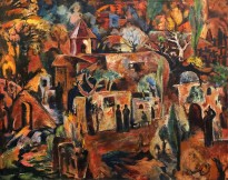 Ашот Хачатрян - Сумерки. Армянская деревня, 1993 (холст, масло)