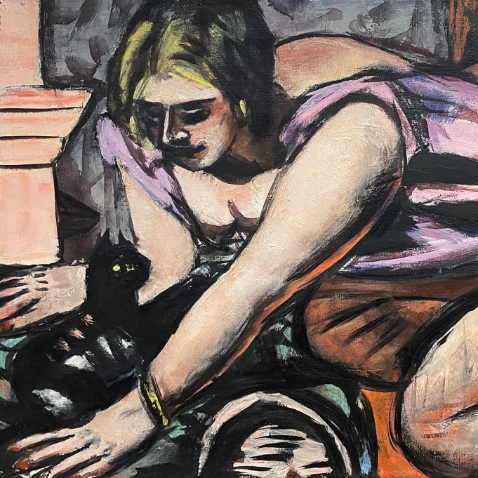 Макс Бекман — Полуобнаженная с кошкой, 1945 (холст, масло)