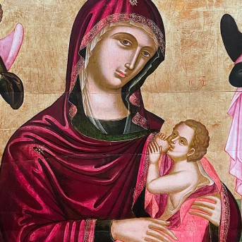 Приснодева, кормящая Богомладенца с ангелами, вторая половина XV века, критская школа.