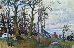 Александр Бенуа - Охота на кабана. Вариант композиции, 1919 (бумага, смешанная техника)