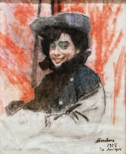Александр Головин - Портрет Елены Усковой, 1908 (холст, пастель)
