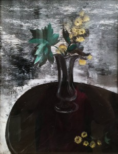 Александр Шевченко - Букет на черном столе, 1920 (картон, гуашь, белила)