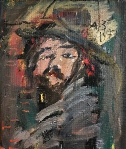 Анатлоий Зверев - Автопортрет, 1977 (оргалит, масло)