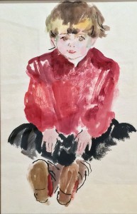 Владимир Конашевич - Девочка в красной кофте (Портрет внучки Аленушки), 1940-е (бумага, акварель)