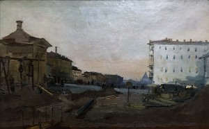 Вячеслав Пакулин - Укладка труб газопровода. Ленинград, 1947 (холст, масло) 