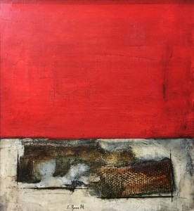 Евгений Рухин - Композиция. Красная линия, 1974 (холст, масло, коллаж)