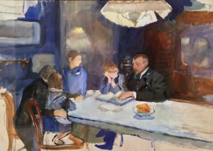 Зинаида Серебрякова - Семейный портрет (В доме Бенуа), 1910 (бумага, темпера)