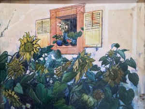 Лев Бакст - Подсолнухи под окном, 1906 (бумага, смешанная техника)