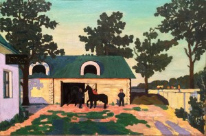 Николай Крымов - Вечер у конюшни, 1908 (холст, масло)