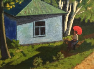 Николай Крымов - Девушка с красным зонтом, 1916 (холст, масло)