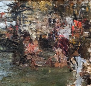 Николай Фешин - Две бабы с детьми, 1911-14 (этюд к картине 'Обливание', холст, масло)