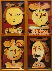 Александр Задорин - диптих 'Лица', правая створка, (дерево, темпера, лак), 1991