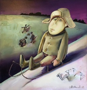 Виктор Данилов - На санках, 2009 (холст, масло)