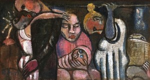 Юрий Медведев - Вагон метро, 1997 (холст на оргалите, левкас, масло)