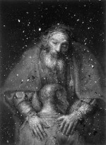 Чжан Хуань - Возвращение блудного сына, 2019  (холст, пепел)