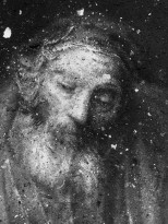 Чжан Хуань - Возвращение блудного сына, 2019  (холст, пепел) фрагмент