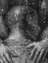 Чжан Хуань - Возвращение блудного сына, 2019  (холст, пепел) фрагмент