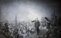 Чжан Хуань - Октябрьская революция, 2019 (холст, пепел)