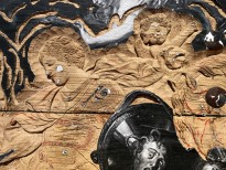 Чжань Хуань - Мой Зимний Дворец №11, 2019 (шелкография, резьба по деревянной двери) фрагмент