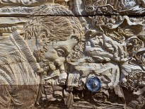 Чжань Хуань - Мой Зимний Дворец №4, 2019 (шелкография, резьба по деревянной двери) фрагмент