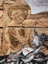 Чжань Хуань - Мой Зимний Дворец №5, 2019 (шелкография, резьба по деревянной двери) фрагмент