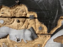 Чжань Хуань - Мой Зимний Дворец №3, 2019 (шелкография, резьба по деревянной двери) фрагмент