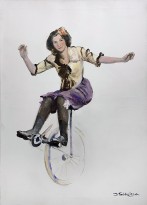 Дарья Шкелева — Циркачка на моноцикле, 2020 (холст, акрил, масло)