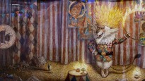Иллюстрация к книге — цирковой сказке 'БОМ-БОМ-БОМ' (акварель, темпера, карандаш, бумага), 2018