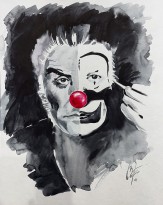 Марина Федорова — Федерико Феллини в гриме клоуна из фильма Федерико Феллини 'Рим', 2016 (бумага, акварель)