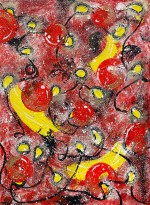 Элеонора Зайцева — Снежные узоры, гирлянды и клоунские носы (холст, темпера, акрил), 2020