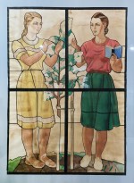 А. Дейнека - Девушка у цветущего деревца, 1953 (эскиз витража для МГУ)