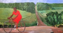 А. Дейнека - Колхозница на велосипеде, 1935 (холст, масло)