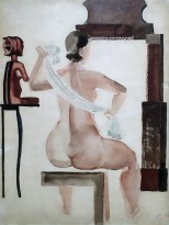 А. Дейнека - Натурщица перед зеркалом, 1930 (акварель)